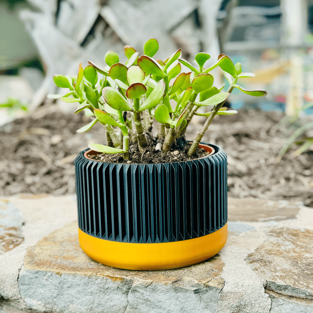 Art Deco Inspired Planter - Gold & Black - Garden Gadgets -