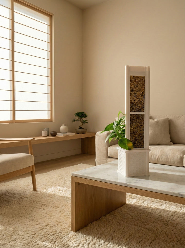 Architectural Honeycomb Moss Pole System | Modular White Aroid Support | Geometric Vertical Trellis