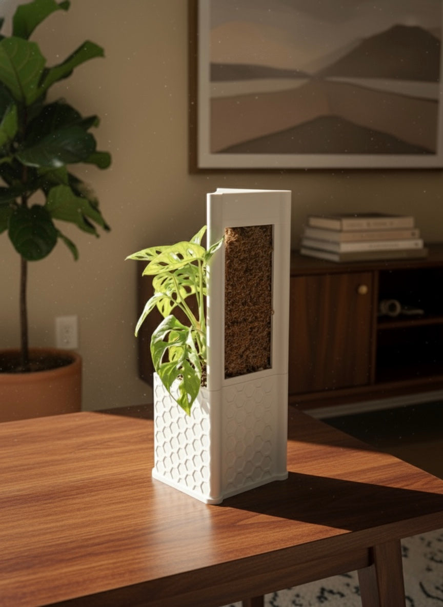 Architectural Honeycomb Moss Pole System | Modular White Aroid Support | Geometric Vertical Trellis