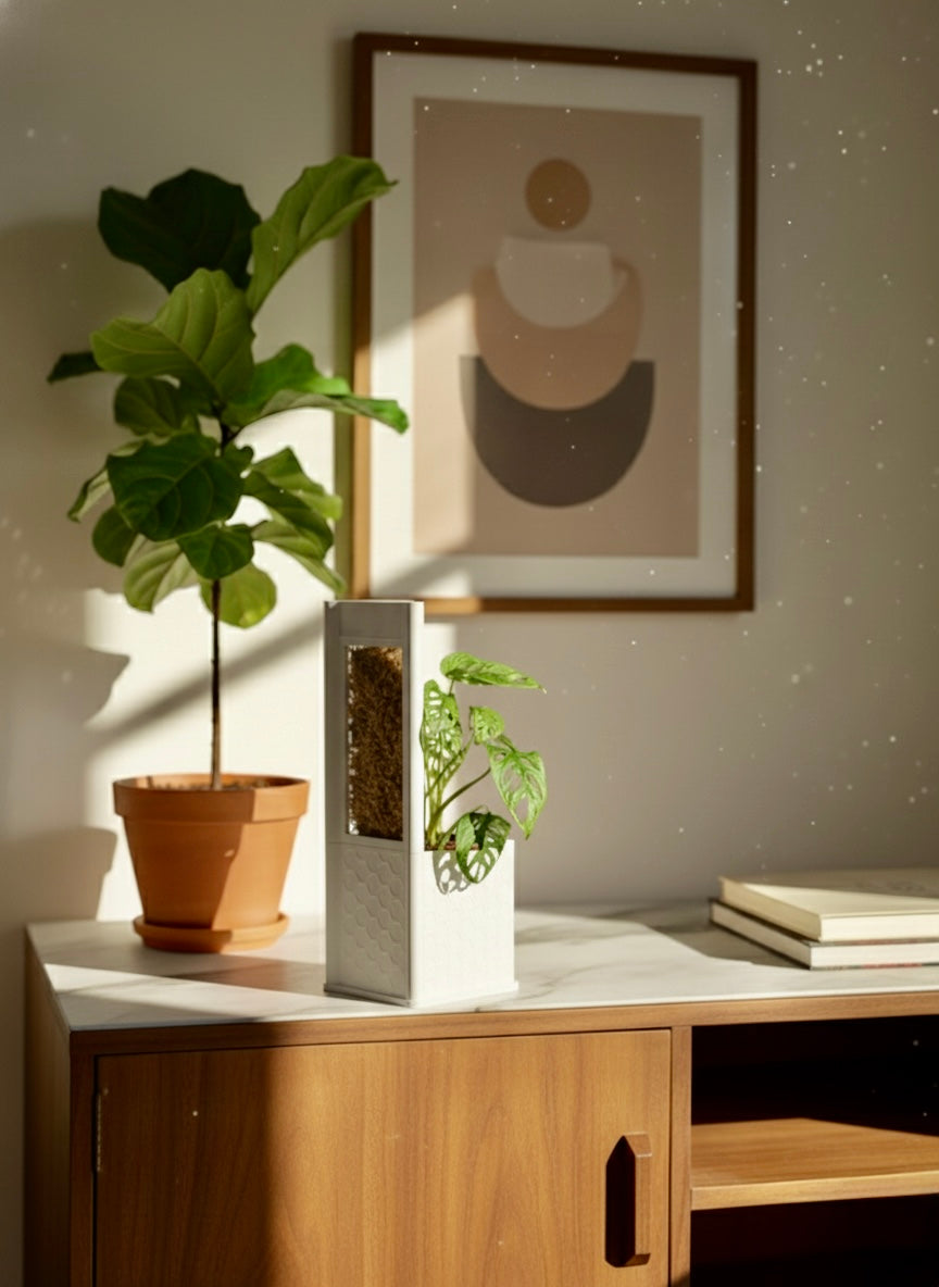 Architectural Honeycomb Moss Pole System | Modular White Aroid Support | Geometric Vertical Trellis